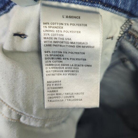 L'agence Jeans Women's 29 Blue Harris High Rise Cropped Denim - Picture 11 of 12